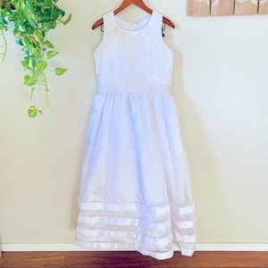 White Sleeveless Mod Stripe Beaded Wedding Dress